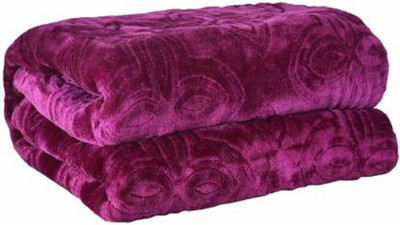AUBORON Self Design Double Woollen Blanket for  Heavy Winter(Woollen Blend, Wine)