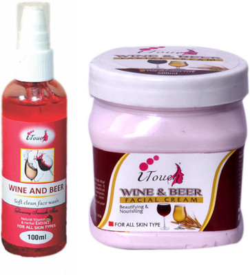 I TOUCH HERBAL WINE AND BEER CREAM 500 ML AND WINE AND BEER FACE WASH 100 ML(2 Items in the set)