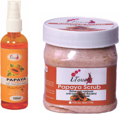 I TOUCH HERBAL PAPAYA SCRUB 500 ML & PAPAYA FACE WASH 100 ML(2 Items in the set)