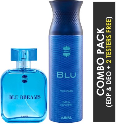 Ajmal Blu Dreams EDP 100ml for Men and Blu Homme Deodorant 200ml for Men(2 Items in the set)