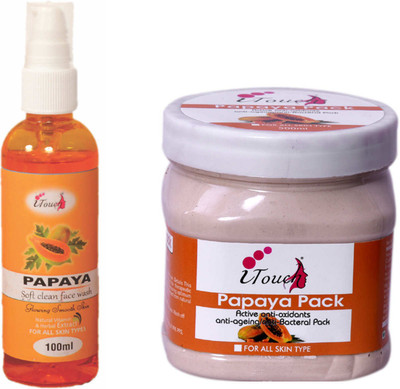 I TOUCH HERBAL PAPAYA FACE PACK 500 ML & PAPAYA FACE WASH 100 ML(2 Items in the set)