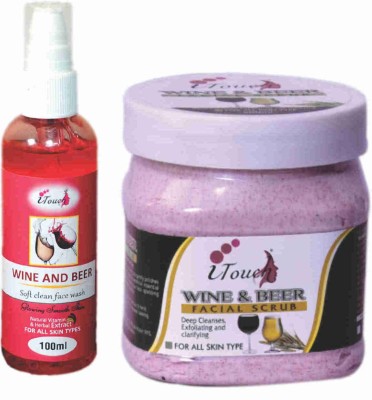 I TOUCH HERBAL WINE AND BEER SCRUB 500 ML + WINE AND BEER FACE WASH 100 ML(2 Items in the set)