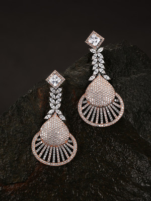 Priyaasi Designer Silver Plated American Diamond Drop Earring Brass Drops & Danglers