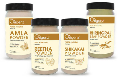 Origenz Premium Amla, Reetha, Shikakai, Bhringraj Powder for Healthy Hair, Pack of 4(400 g)