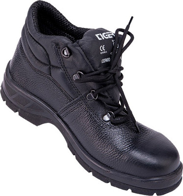 Mallcom Tiger Steel Toe Grain Leather Safety Shoe(Black, S1, Size 8)