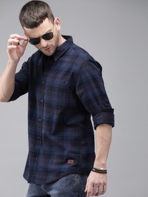 Roadster Men Checkered Casual Blue Shirt