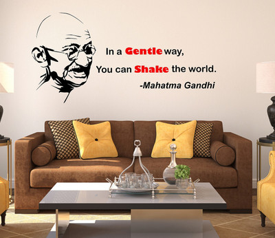 HAPPYSTICKY 100 cm Mahatma Ghandhi Removable Sticker(Pack of 1)