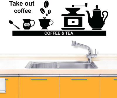 HAPPYSTICKY 95 cm Coffee & Tea Removable Sticker(Pack of 1)