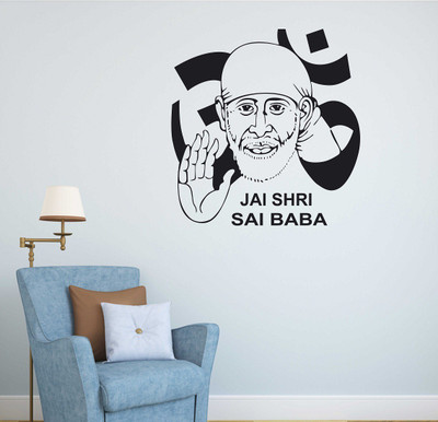 HAPPYSTICKY 50 cm Sai Baba Removable Sticker(Pack of 1)