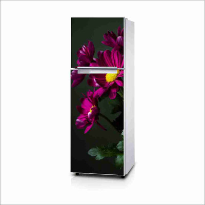Printart 40 cm Colourful Flower And 3D Fridge Sticker, Wallpaper, Warp, Skin, Decals Large Vinyl. Self Adhesive Sticker(Pack of 1)