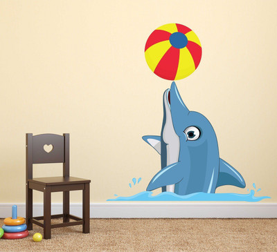 HAPPYSTICKY 70 cm Dolphin Removable Sticker(Pack of 1)