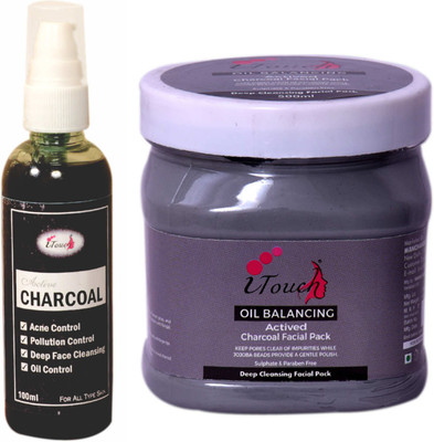 I TOUCH HERBAL CHARCOAL FACE PACK 500 ML AND CHARCOAL FACE WASH 100 ML(2 Items in the set)