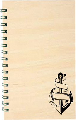 DI-KRAFT Wiro binding diary notebook wooden texture Anchor print A5 Diary Unruled 160 Pages(Multicolor)