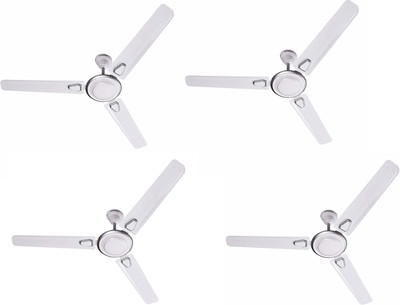 Crompton Super Briz Deco Pack of 4 1200 mm 3 Blade Ceiling Fan(Silver White, Pack of 4)