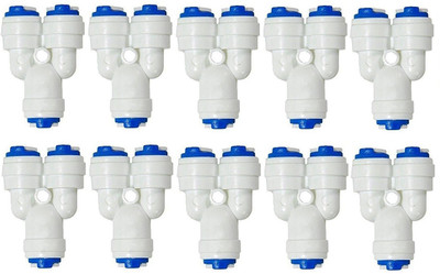 KRPLUS 1/4 Inch 3 Way Quick Connect Push Fit type Y Shape Elbow Connector for RO Water Purifier Tube Fitting (Pack of 10 Pcs.) Hose Connector