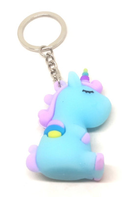 gtrp ARK1095 Sleeping Light Blue Unicorn With Steel Ring Keyring Key Chain Key Chain