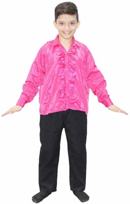 KAKU FANCY DRESSES Frill Shirt for Boys, Western Dance Costume (Only Shirt)- Magenta, 3-4 Years Kids Costume Wear