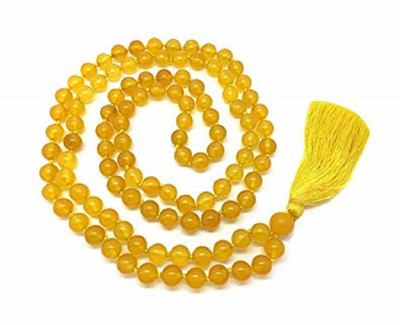 OSRK Yellow Hakik Mala/Yellow Agate Mala Stone Necklace