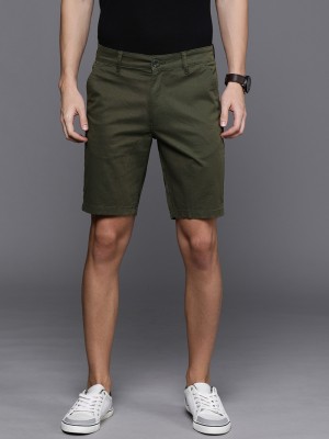 WROGN Solid Men Dark Green Chino Shorts