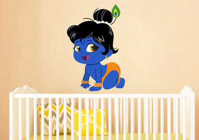 HAPPYSTICKY 60 cm Little Krishna Removable Sticker(Pack of 1)