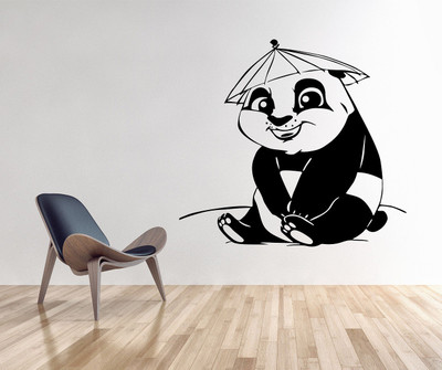 Wallzone 70 cm Panda Medium Vinyl Wallsticker (55 cm x 50 cm) Self Adhesive Sticker(Pack of 1)