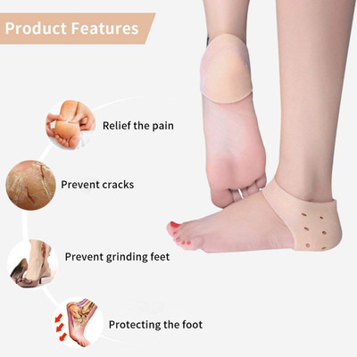 APPGEN Anti Heel Crack Silicone Socks ( For Men and Women ) 1 Pair Heel Support(Brown)