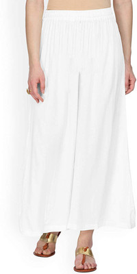 fheo Flared Women White Trousers