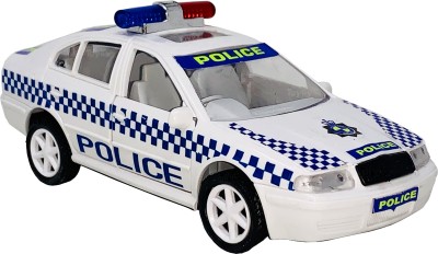 Miniature Mart Plastic Made Australian City Police Car With Front Door Openable & Pull Back Action Toy Car For Kids(White, Pack of: 1)