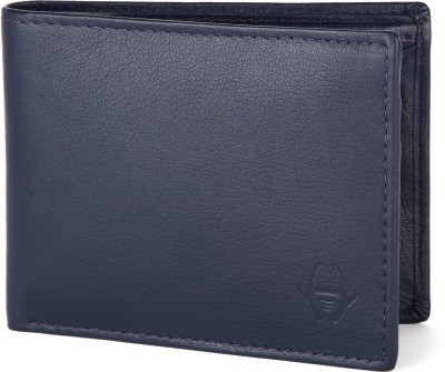 HideChief Men Blue Genuine Leather Wallet(3 Card Slots)