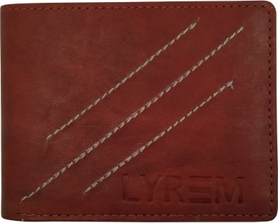 LYREM Men Casual Brown Genuine Leather Wallet(3 Card Slots)