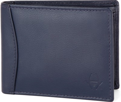 HideChief Men Blue Genuine Leather Wallet(3 Card Slots)