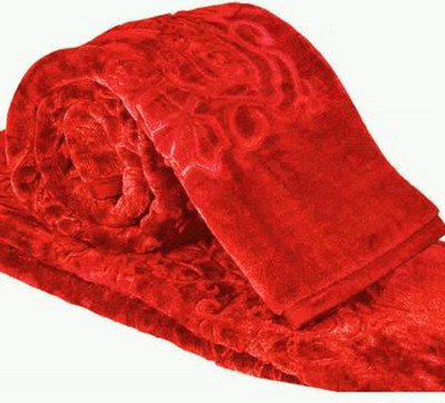 AUBORON Self Design Double Mink Blanket for  Heavy Winter(Microfiber, Red)