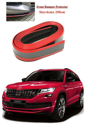 PECUNIA Plastic Car Bumper Guard(Black, Red, Pack of 1, Skoda, Fabia)