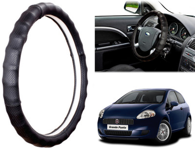WolkomHome Steering Cover For Fiat Grand Punto(Black, Leatherite)