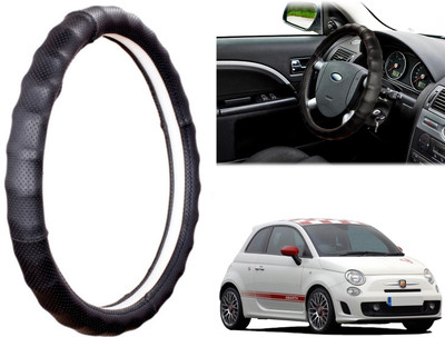 WolkomHome Steering Cover For Fiat 500 Abarth(Black, Leatherite)