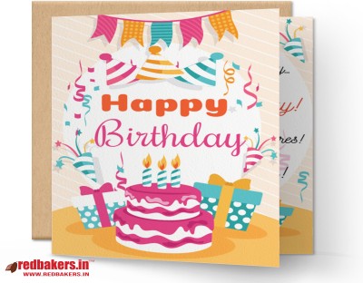 redbakers.in Happy Birthday Wonderful Time Greeting Card Greeting Card(Multicolor, Pack of 1)