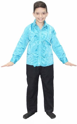 KAKU FANCY DRESSES Frill Shirt for Boys, Western Dance Costume (Only Shirt)- Firozi, 5-6 Years Kids Costume Wear
