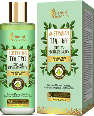 Oriental Botanics Tea Tree Bi-Phase Micellar Water 150ml, Removes Makeup & Cleanses | No SLS, Alcohol Makeup Remover(150 ml)