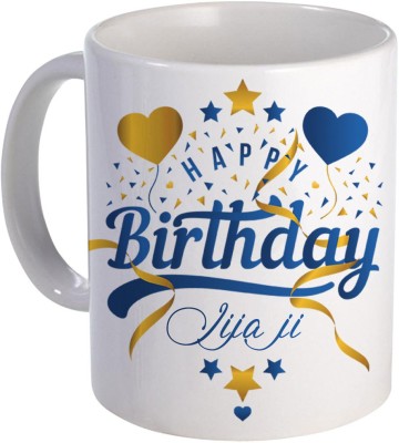 COLOR YARD best happy birthday Jija ji with heart and star design on Ceramic Coffee Mug(320 ml)