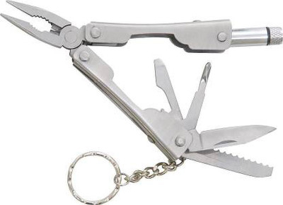 Ubod 9 in 1 Micro Plier Tool Kit LED Flash Light Knife Cutter Key Ring Multi Tool Multi Tool Multi Utility Plier(9 Tools, Silver)