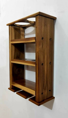 PeachCherry Wine Rack (Small) Wooden Wall Shelf(Number of Shelves - 1, Brown)