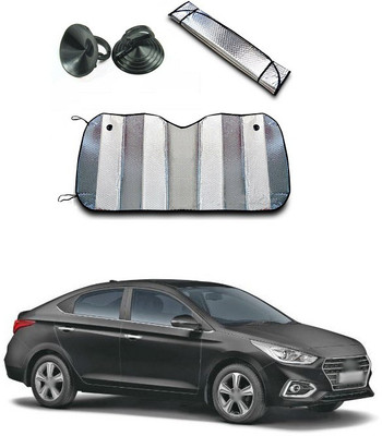 XZRTZ Rear Window, Dashboard Sun Shade For Hyundai Verna(Silver)