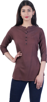 club fashion Casual Regular Sleeve Solid Women Brown Top