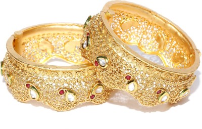 Priyaasi Brass Cubic Zirconia Gold-plated Bangle Set(Pack of 2)