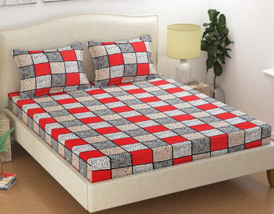 Loof Klapper 140 TC Microfiber Double 3D Printed Flat Bedsheet(Pack of 1, Red)