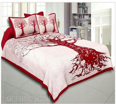 SPSON'S HANDLOOM Cotton Double Flat 220 TC Printed Bedsheet(Pack of 1, Blue)