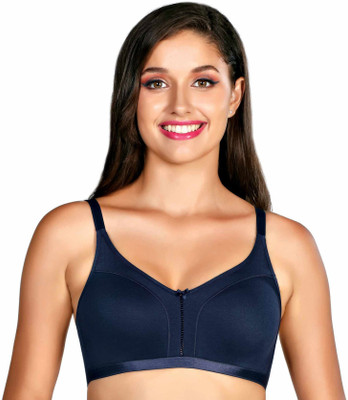 Enamor Full Coverage, Wirefree A029 Jiggle Control Cotton Classic Women Full Coverage Non Padded Bra(Blue)