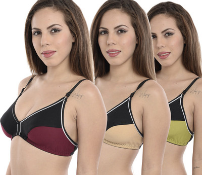 StyFun Premium Quality Bra Women Full Coverage Non Padded Bra(Green, Maroon, Beige)