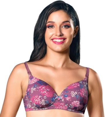 Enamor High Coverage, Wirefree F065 Curve Support Neckline Women T-Shirt Lightly Padded Bra(Multicolor)