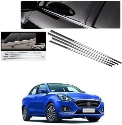 PECUNIA Chrome Lower Window Chrome Garnish Trims (Set Of 4) Z173 Matte, Glossy, Chrome Maruti Swift Dzire Side Garnish